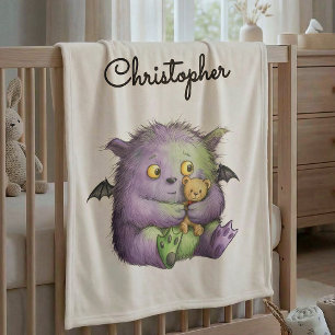 Manta Polar Amigo Monstruo Lindo Morado Verde Esponjoso