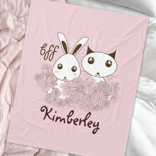 Manta Polar Amigos de animales gatitos y conejitos Chicas de n