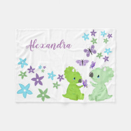 Manta Polar Amigos de dinosaurios florales personalizados para