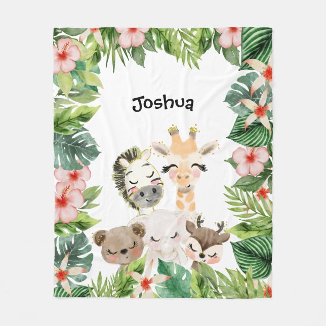 Manta Polar Amigos de Safari Gold | Vegetación floral acuática (Anverso)