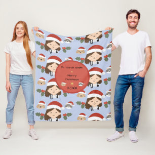Manta Polar Amigos Veterinarios Personalizados de Navidad
