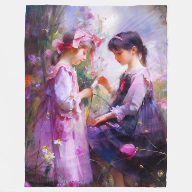 Manta Polar Amigos y flores 2 (Anverso)