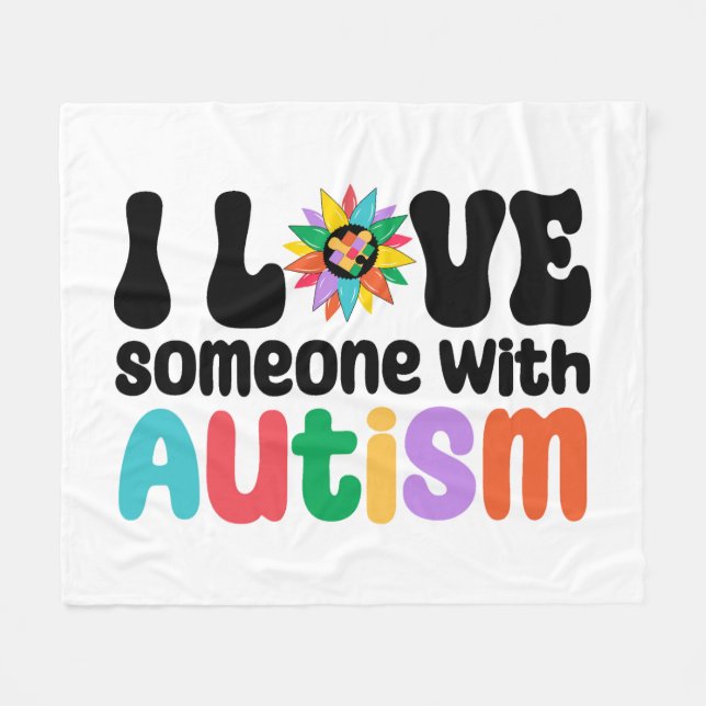 Manta Polar Amo A Alguien Con Autismo (Frente (Horizontal))
