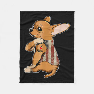 Manta Polar Amo a mamá Tattoo Chihuahua Camiseta de perro Fla