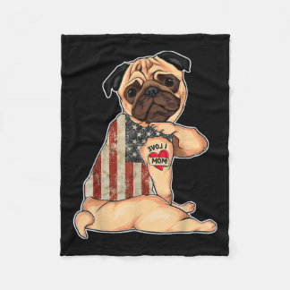 Manta Polar Amo a mamá Tattoo Pug Camisa de perro Moda de band