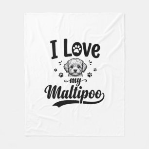 Manta Polar Amo a mi Maltipoo con diseño de perro de grabado v
