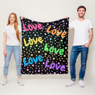 Manta Polar Amo arcoiris, amor y puntos Fleece Blanket