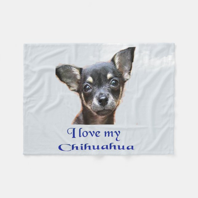 Manta Polar Amo mi chihuahua (Frente (Horizontal))
