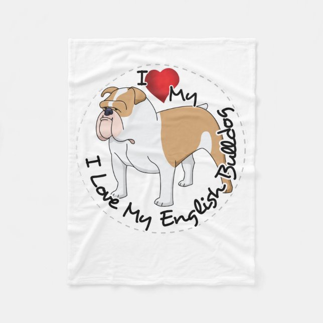 Manta Polar Amo mi perro inglés del bulldog (Anverso)