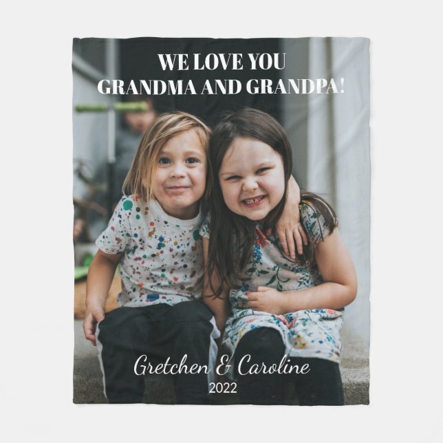 Manta Polar Amo personalizado foto de abuela y abuelo  (Anverso)