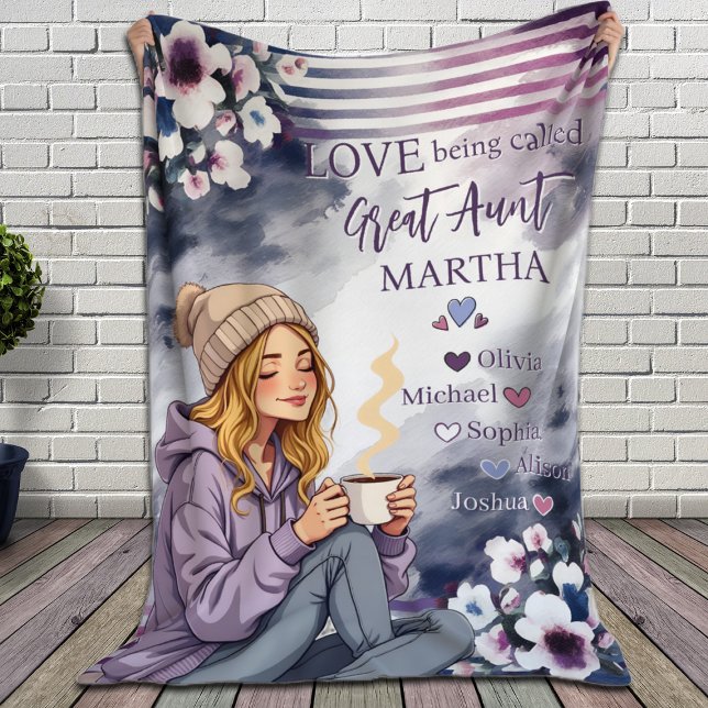 Manta Polar Amor al ser llamado Gran Tía, sobrina y sobrinos (Love Being Called Great Aunt Niece and Nephews Fleece Blanket)