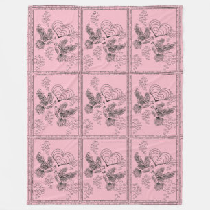 Manta Polar Amor Aves en blanco (transparente)