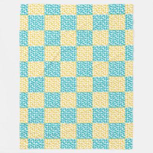 Manta Polar Amor controlado en turquesa, amarillo y blanco