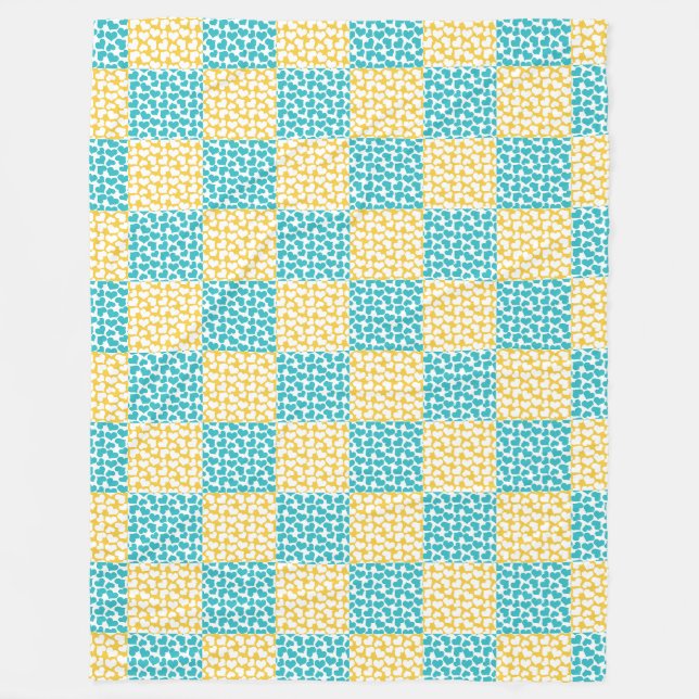 Manta Polar Amor controlado en turquesa, amarillo y blanco (Anverso)