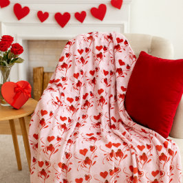 Manta Polar Amor Corazones Rojos y Mariquitas Rosa