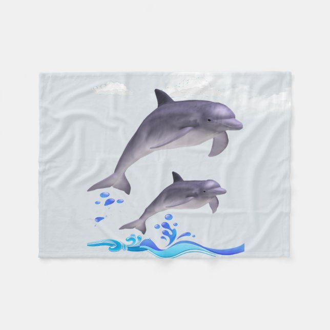 Manta Polar Amor de delfines (Frente (Horizontal))