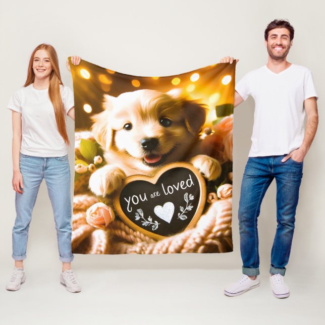 Manta Polar Amor extendido: Golden Retriever con "You Are Love (In situ)