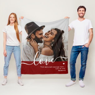 Manta Polar 'Amor' Foto con Letra Elegante y Mensaje Personali