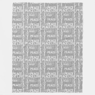 Manta Polar Amor gris y blanco de la paz