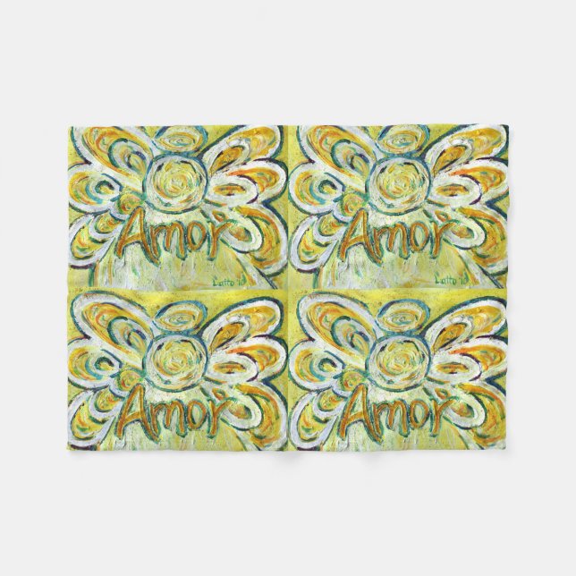 Manta Polar Amor Guardian Angel Personalizado de arte Fleece B (Frente (Horizontal))