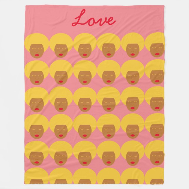 Manta Polar Amor monograma afro rosado rubio vintage de los añ (Anverso)