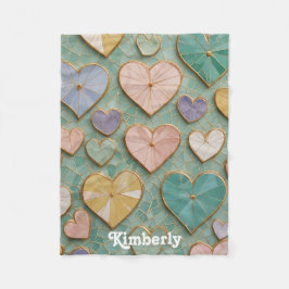 Manta Polar Amor Mosaico: Corazones Pastel