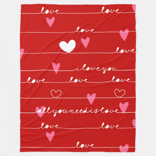Manta Polar amor rojo que cubre (Anverso)