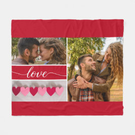 Manta Polar "Amor" Script Collage de fotos personalizado Fleec