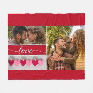 Manta Polar "Amor" Script Collage de fotos personalizado Fleec