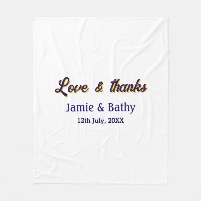 Manta Polar Amor y gracias naranja púrpura fecha de la pareja (Anverso)