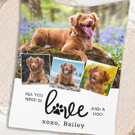 Manta Polar AMOR y PERSONALIZADO DOG 4 COLLAGE DE FOTOS