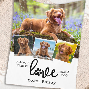 Manta Polar AMOR y PERSONALIZADO DOG 4 COLLAGE DE FOTOS