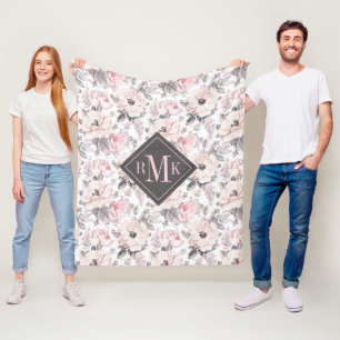 Manta Polar Añada su modelos rosados del monograma   y grises
