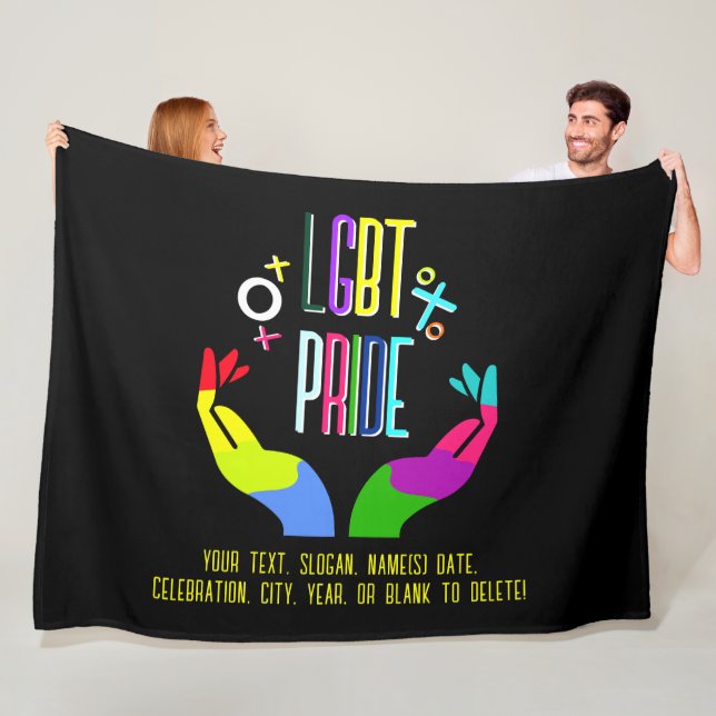 Manta Polar Añade tu texto, Orgullo LGBT Amo arco iris Manos n (In situ)