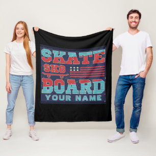 Manta Polar Añadir nombre a Skateboard de texto SK8 Bandera de