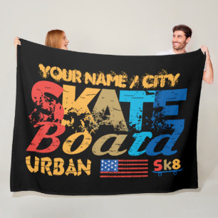Manta Polar Añadir nombre ciudad texto Skateboard Urban SK8 co