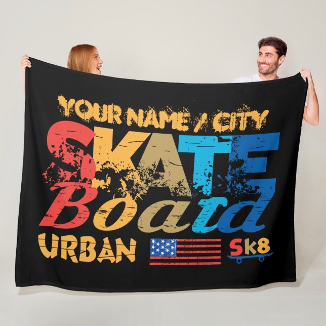 Manta Polar Añadir nombre ciudad texto Skateboard Urban SK8 co (In situ)