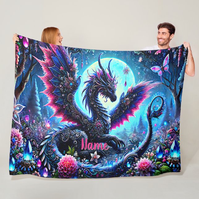 Manta Polar Añadir nombre, dragón de fantasía azul acuático gu (In situ)