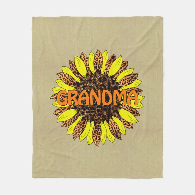 Manta Polar Añadir nombre o texto de la abuela, Leopard Print  (Anverso)