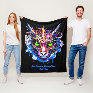 Manta Polar Añadir nombre texto, azul rosado fantasía Dragon o