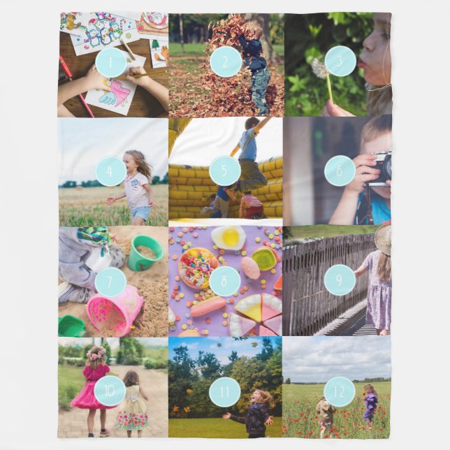 Manta Polar Añadir su propia foto de 12 fotos de la tarjeta pe (Anverso)