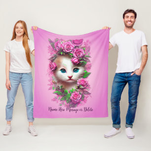 Manta Polar Añadir texto de nombre, sabor suave de chic gatito