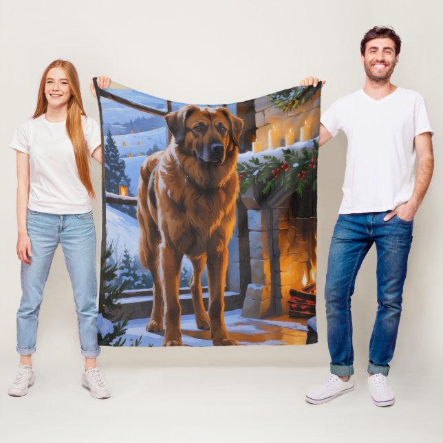 Manta Polar Anatolian Shepherd With Christmas Lights Holiday (In situ)
