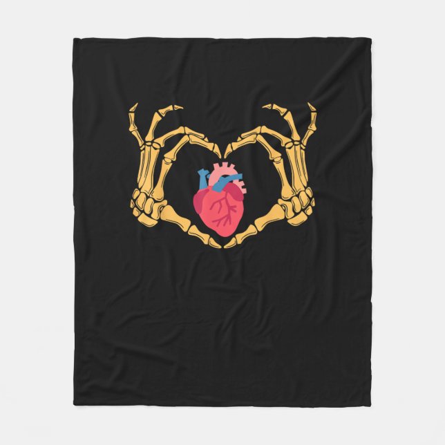 Manta Polar Anatomía cardíaca de mano de esqueleto Enfermera c (Anverso)