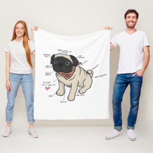 Manta Polar Anatomía De La Gráfica De Perros De Pug