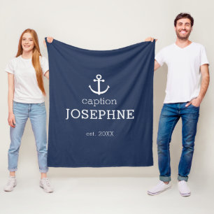 Manta Polar Ancla Náutica Azul Marino Leyenda Personalizada