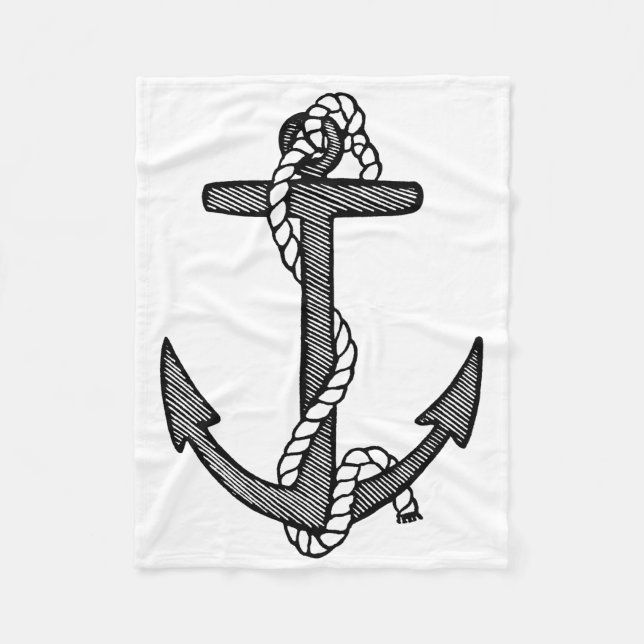 Manta Polar Ancla y pista negras y blancas (Anverso)