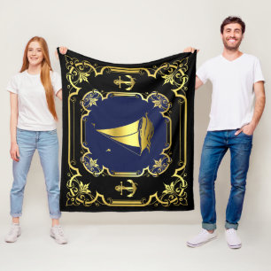 Manta Polar Anclaje náutico/velero negro/dorado/azul