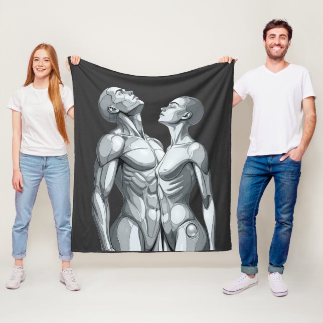 Manta Polar Android Union: Cyborg Couple Fleece Blanket (In situ)