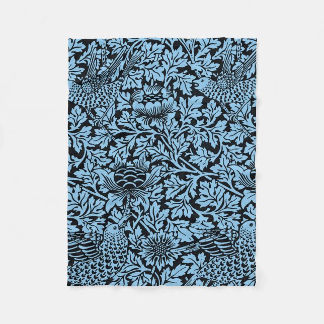 Manta Polar Anenoma de aves del patrón floral William Morris (Anverso)